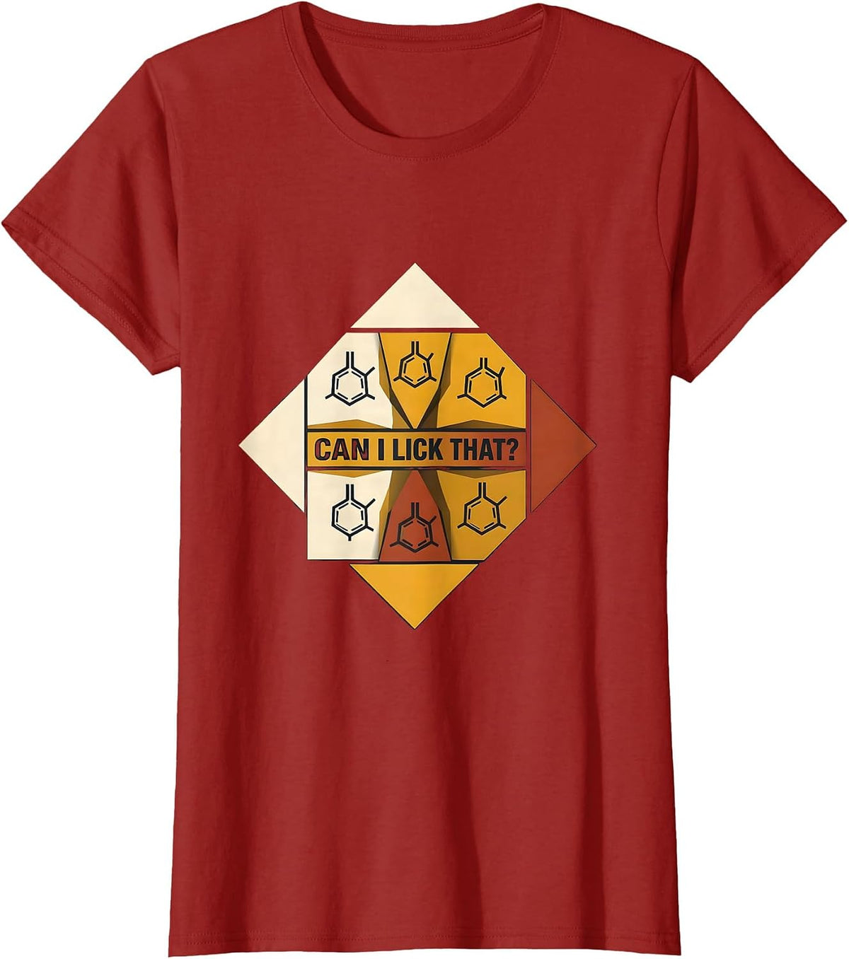 Can I Lick That Funny Periodic Table Science Teacher Humor T-Shirt, Women, Cranberry Red, X-Small - As Pictured