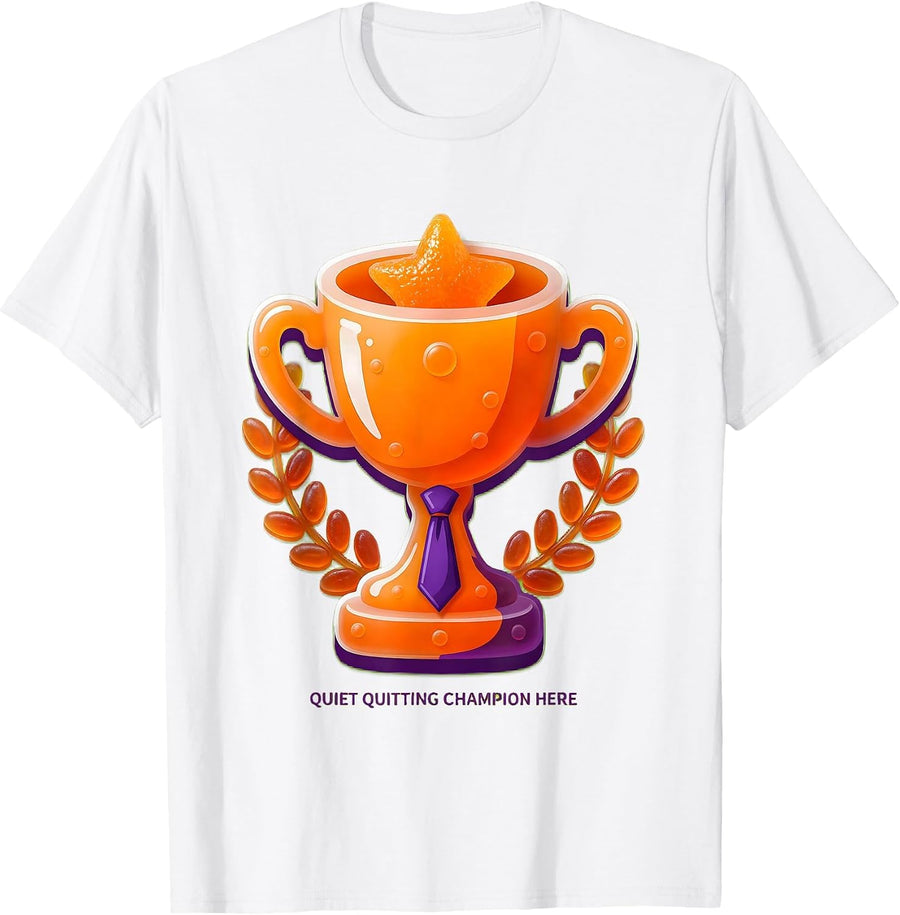 Men's Quiet Quitting Champion Funny Work Humor Design T-Shirt - White