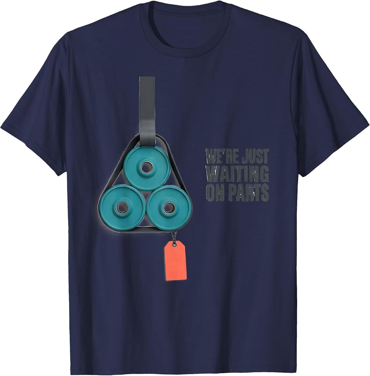 We're Just Waiting On Parts Funny Skeleton Mechanic Auto T-Shirt - Navy Blue