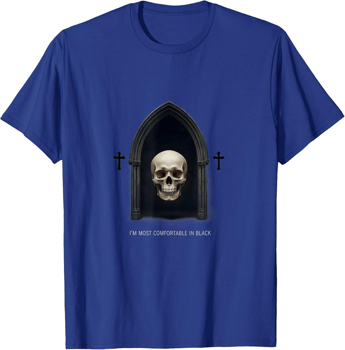 I'm Most Comfortable In Black Minimal Gothic Alt Y2K Grunge T-Shirt - Royal Blue