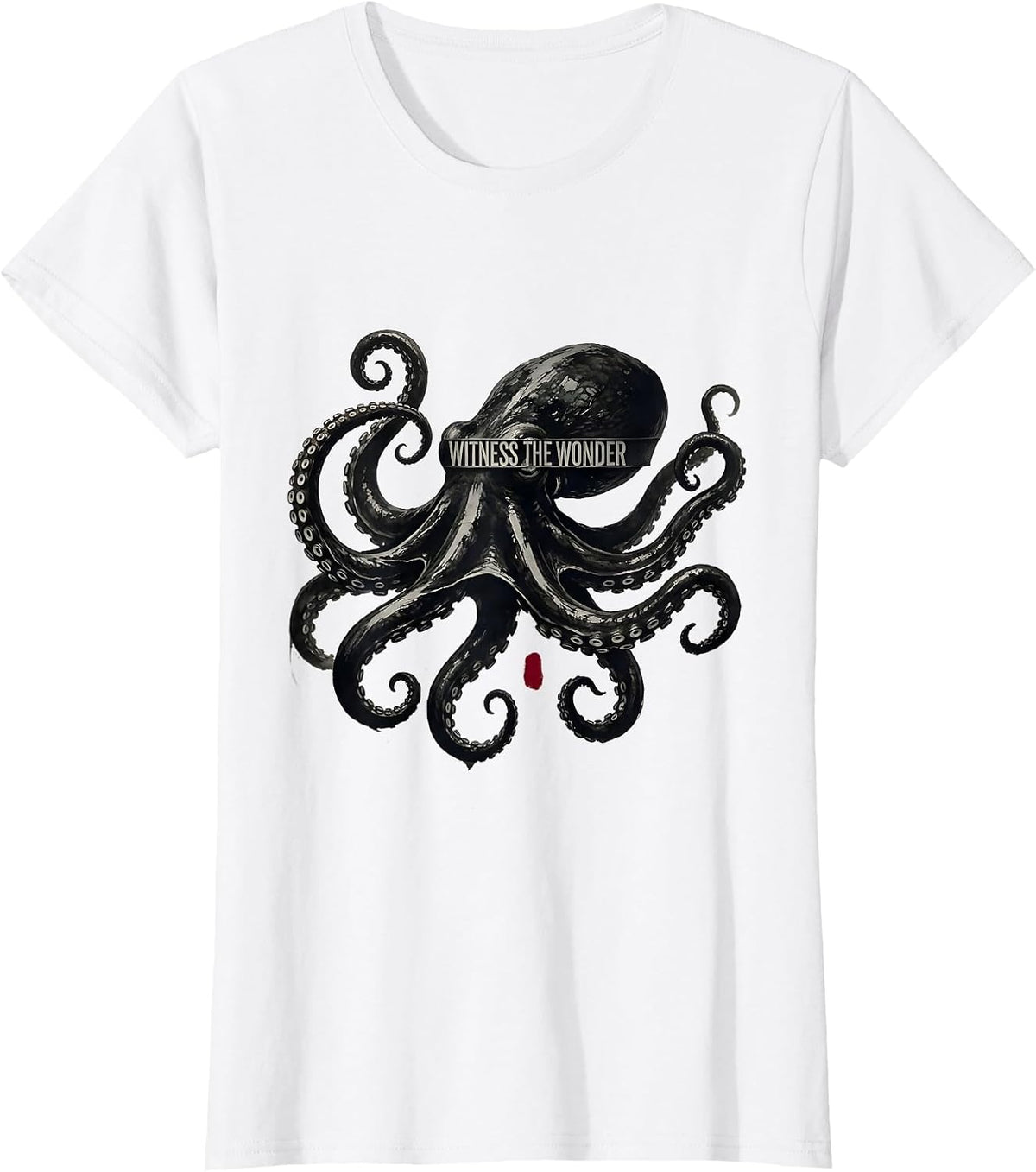 Women's Witness The Wonder Ink Brush Octopus Lover Ocean Sea T-Shirt - White