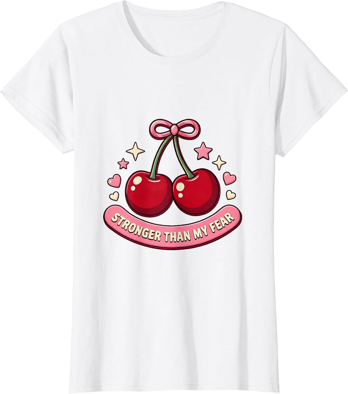 Women's Stronger Than My Fear Faith Over Fear Design T-Shirt - White