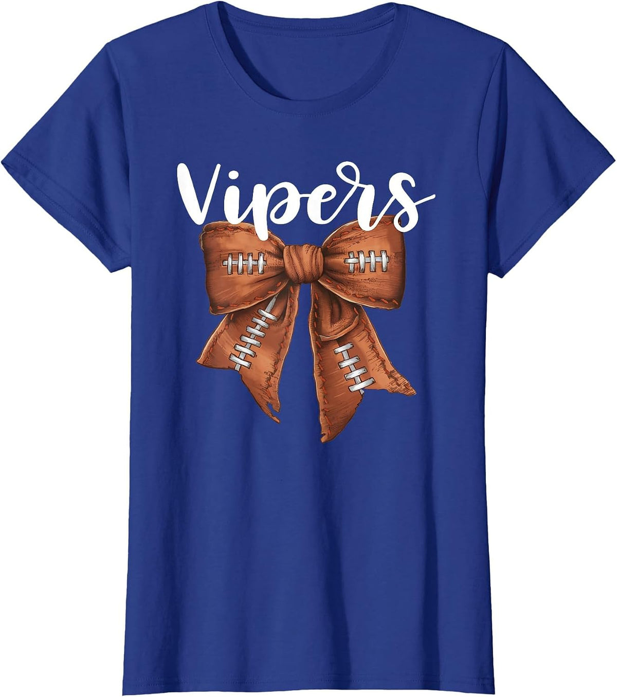 Vipers Football Bow School Spirit Team Mascot Game Night T-Shirt - Royal Blue