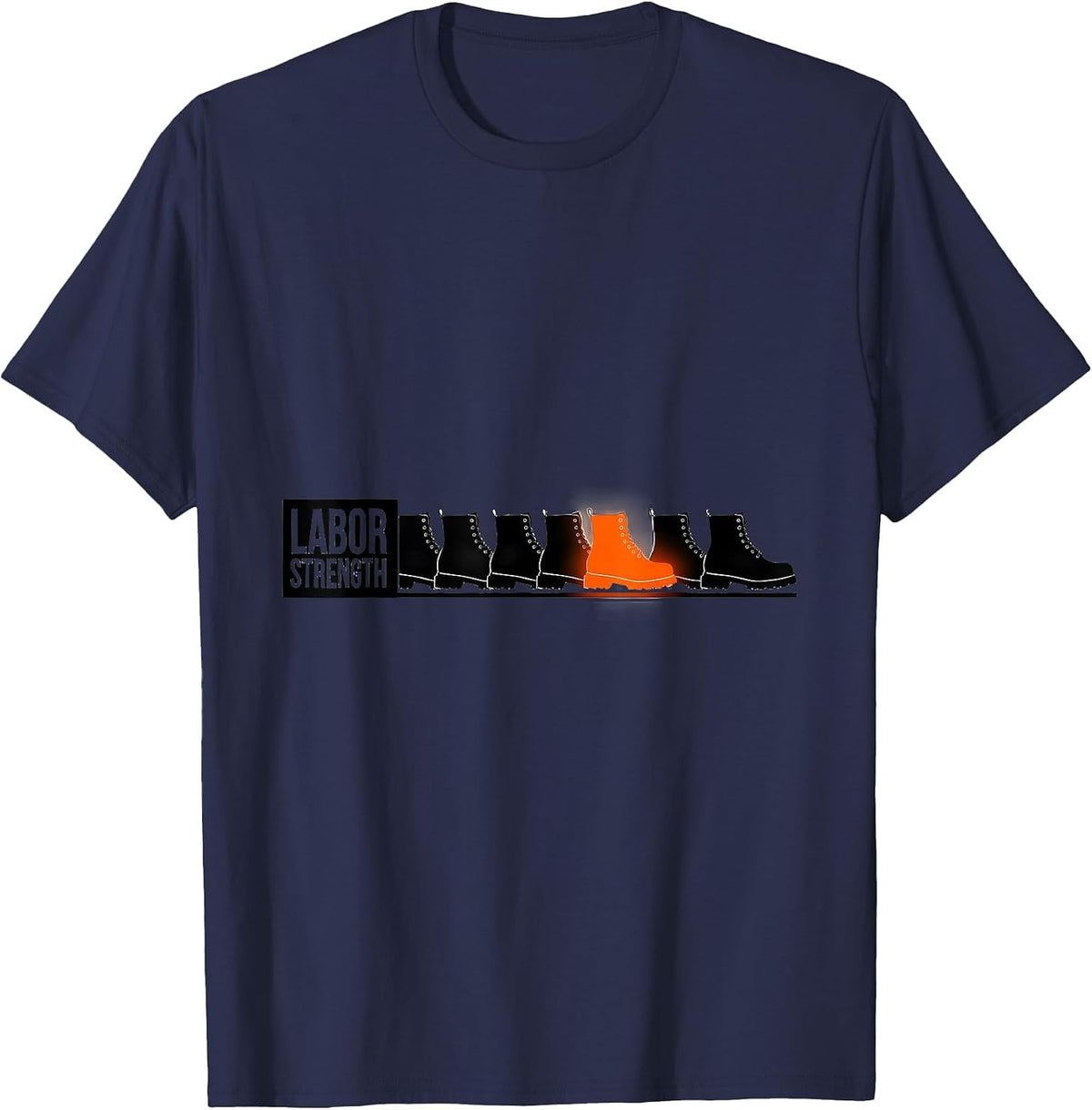 Men's Labor Strength Minimalist Union Worker Solidarity Pride T-Shirt - Navy Blue