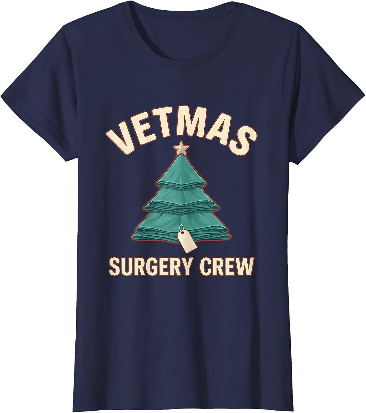 Women's Vetmas Surgery Crew Funny Vet Tech Christmas Veterinary Crew T-Shirt - Navy Blue