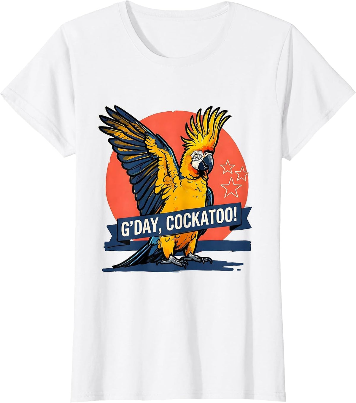 Women's G'Day, Cockatoo! Australian Wildlife Souvenir National Pride T-Shirt - White