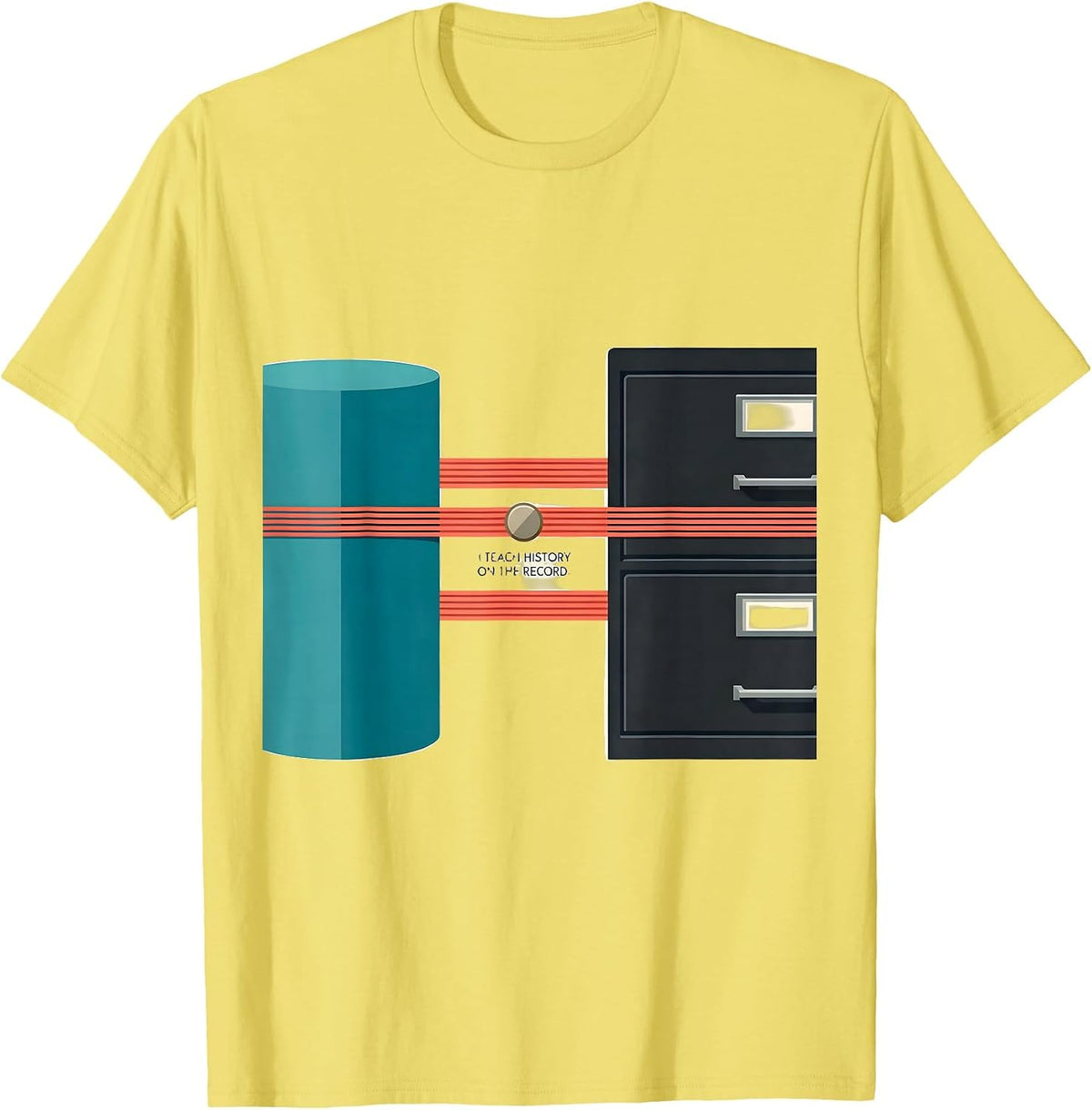 I Teach History On The Record Funny History Teacher T-Shirt, Men, Lemon Yellow, 3X-Large - As Pictured