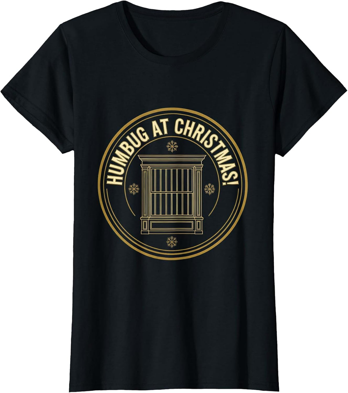 Women's Humbug At Christmas! Vintage Scrooge Christmas Carol Humor T-Shirt - Black
