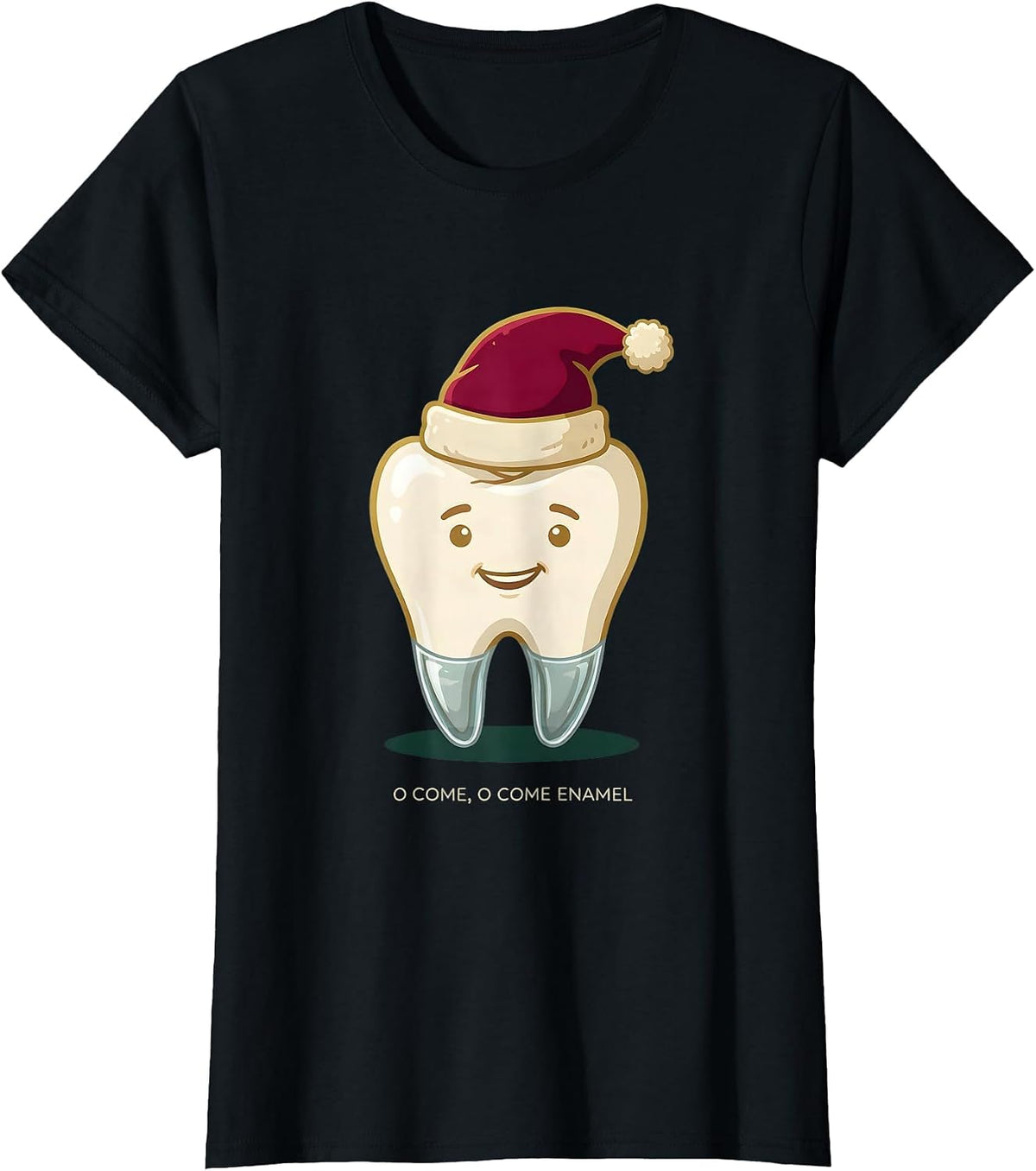 O Come O Come Enamel Funny Dentist Christmas Dental Team T-Shirt - Black