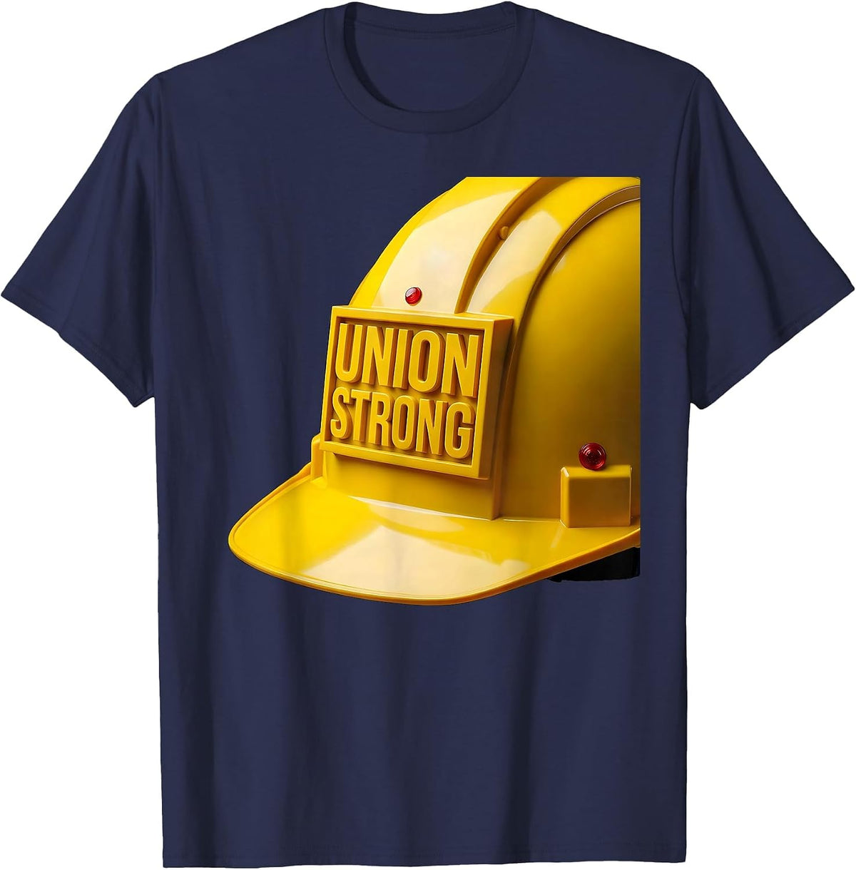 Union Strong Geometric Hard Hat Labor Day Skilled Worker T-Shirt - Navy Blue
