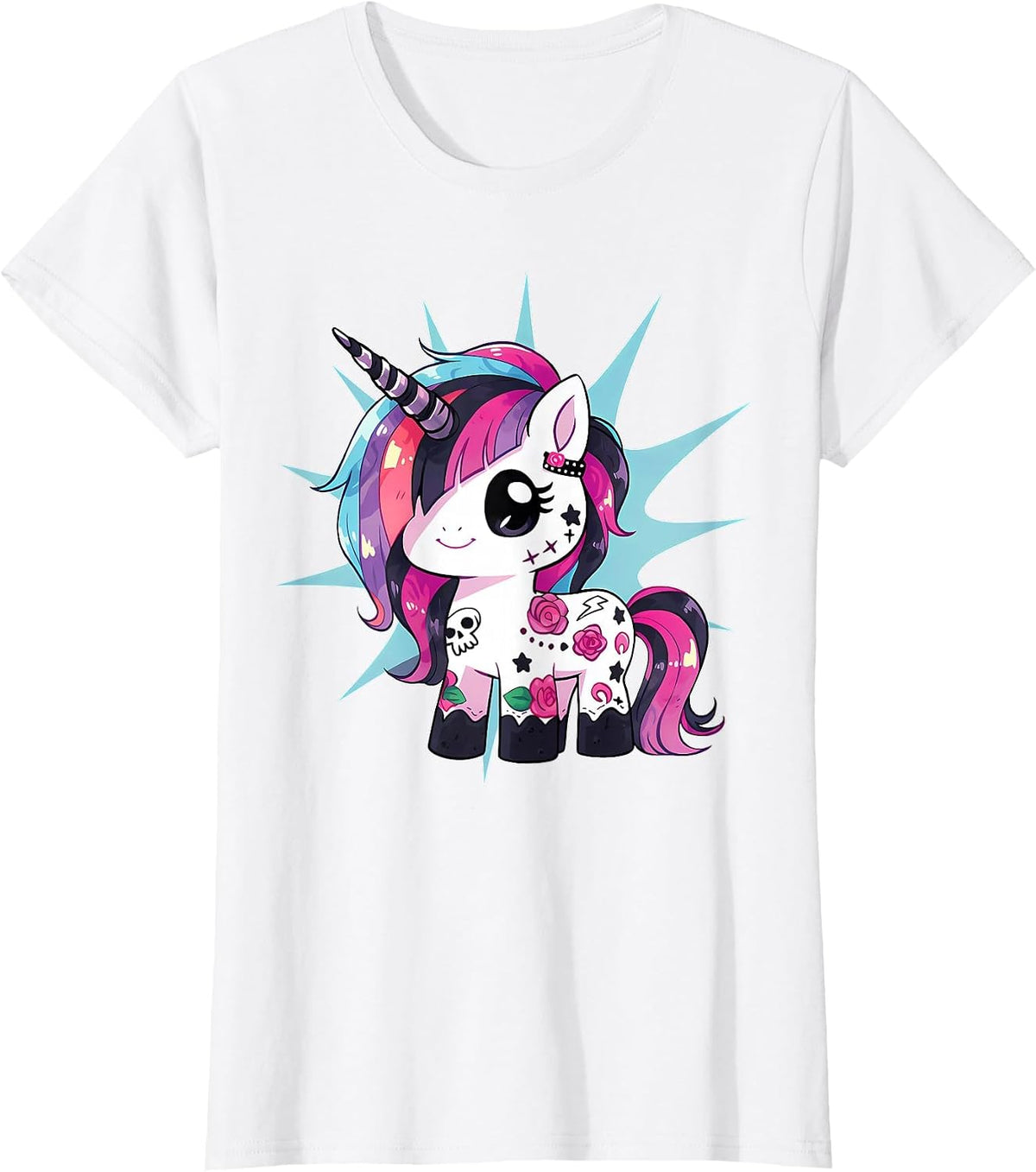 Kawaii Pastel Goth Unicorn Pony Aesthetic Gothic T-Shirt - White