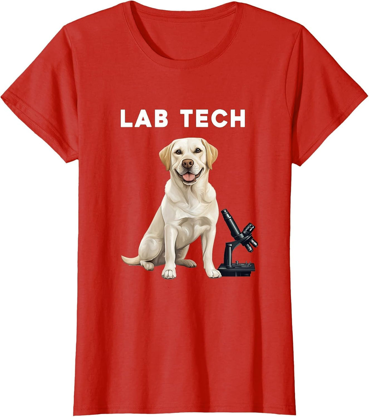 Funny Lab Tech Design Featuring a Labrador Dog for Scientist T-Shirt - Red