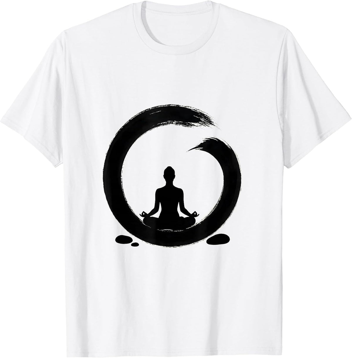 Men's Meditation Enso Silhouette Zen Balance Tai Chi Gift T-Shirt - White