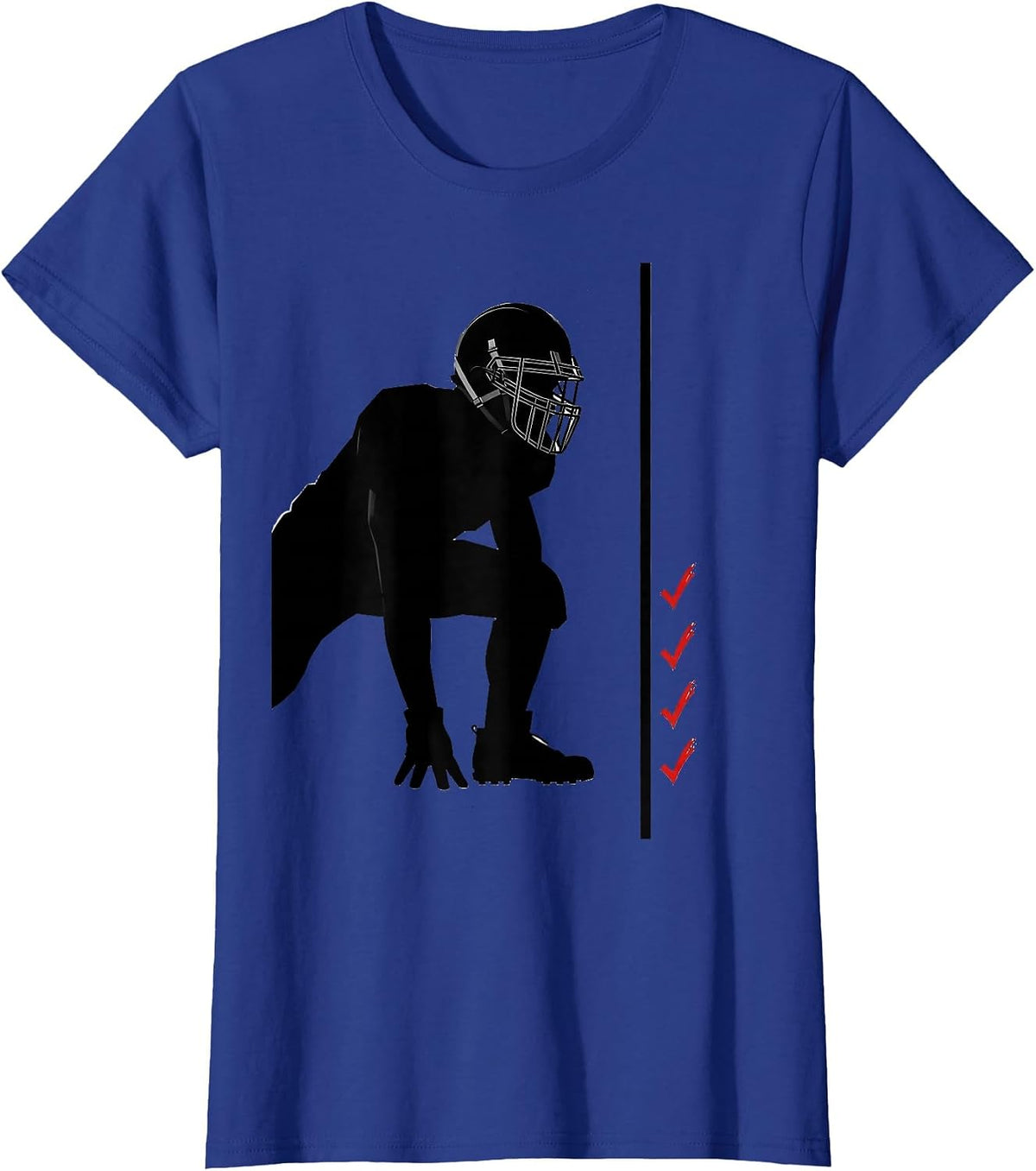 Women's Lineman Silhouette Minimal Football Player Humor T-Shirt - Royal Blue