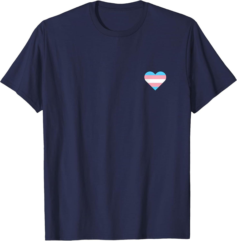 Heart Subtle Trans Pride Flag Transgender Rights LGBTQ Ally T-Shirt - Navy Blue