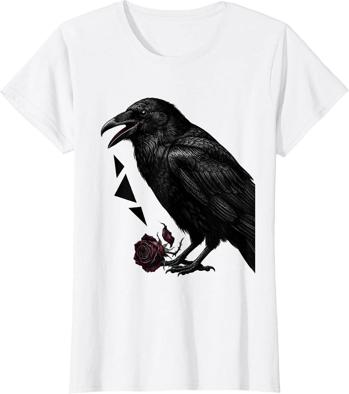 Raven Gothic Bird Lover Dark Humor Crow Enthusiast T-Shirt - White