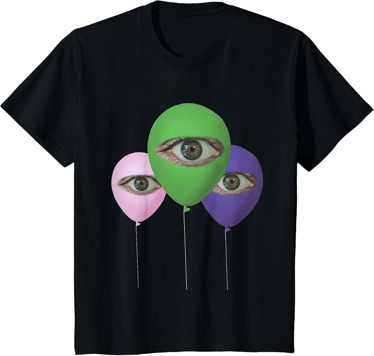 Creepy Baloon Eyes Kidcore Dreamcore Weirdcore Clothing T-Shirt - Black