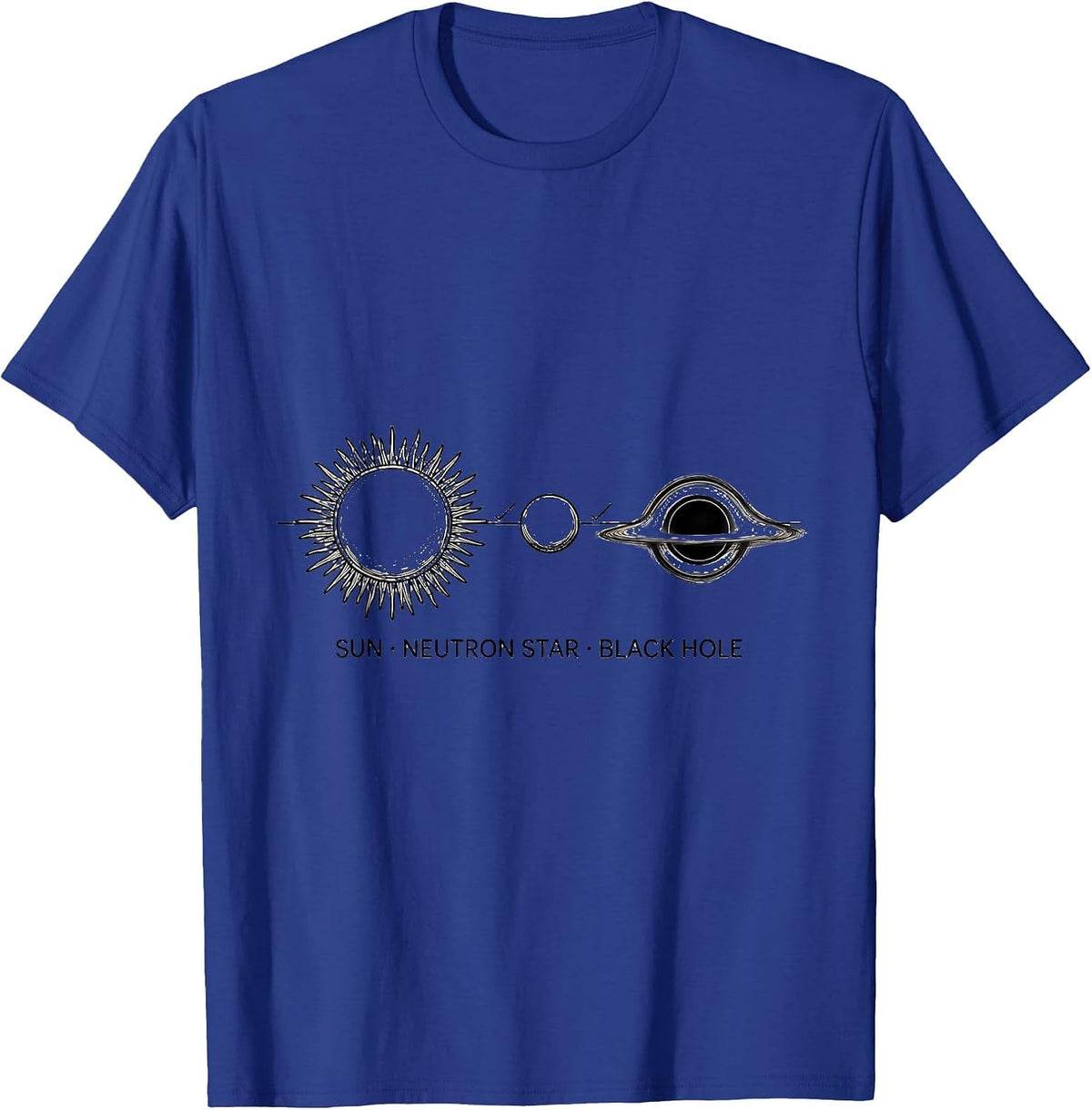 Sun Neutron Star Black Hole Line Art Astrophysics Enthusiast T-Shirt - Royal Blue