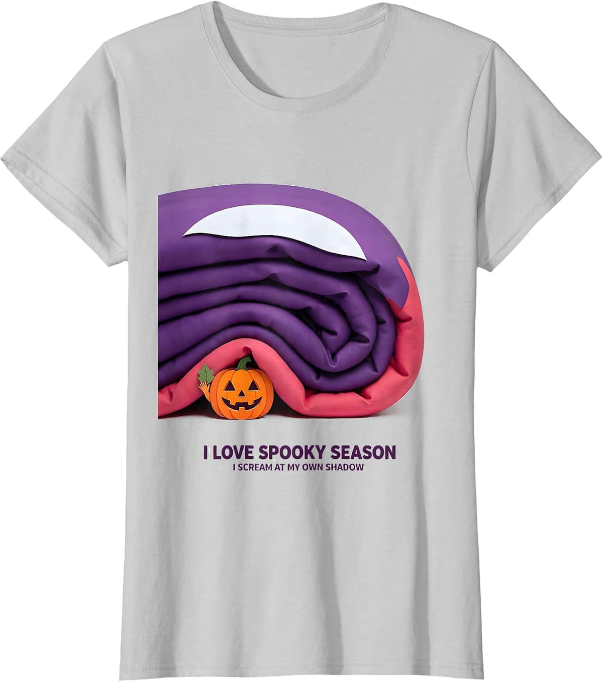 I Love Spooky Season I Scream At My Own Shadow Funny T-Shirt - Silver Grey
