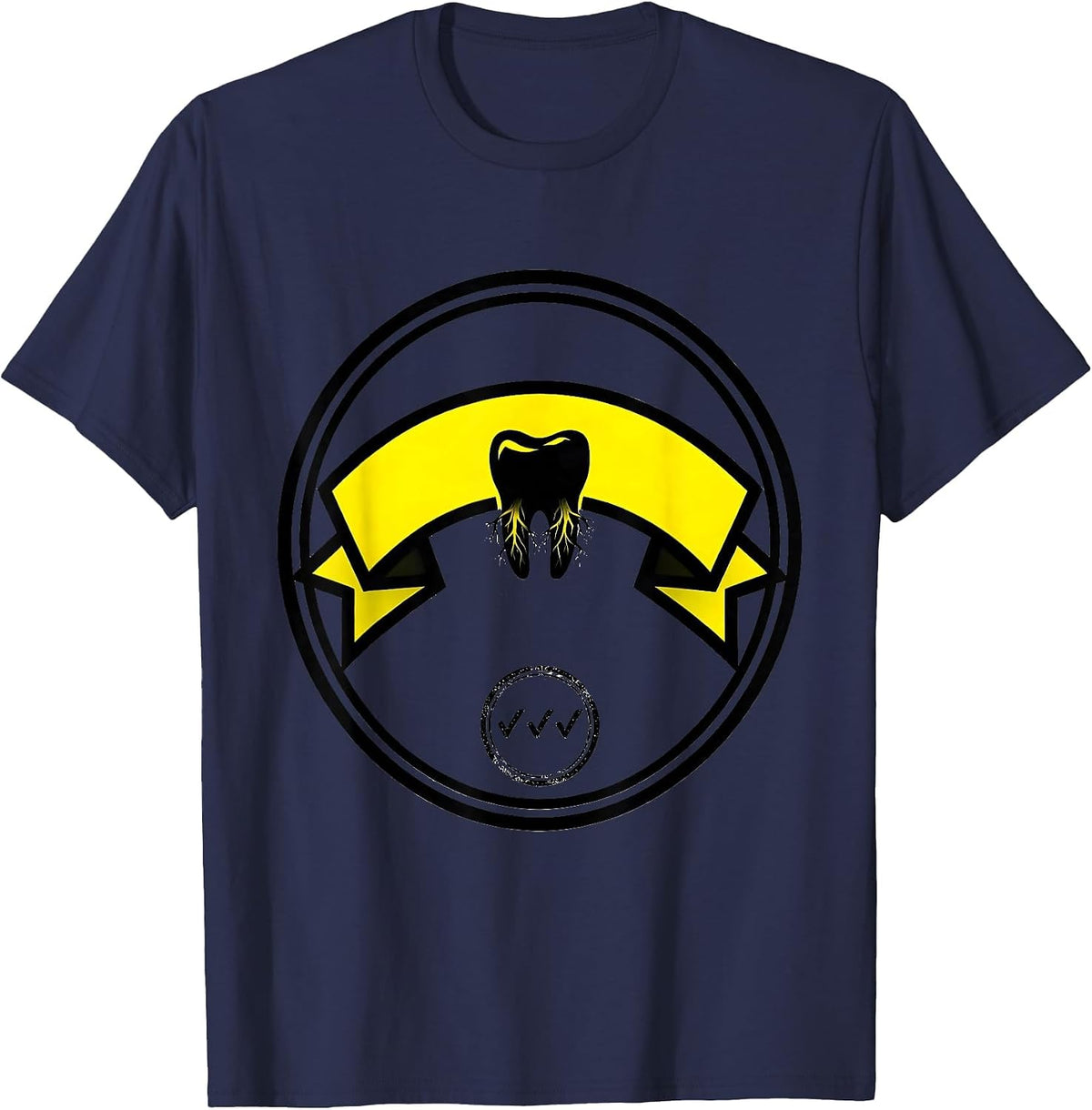 Men's Sealed Badge Molar Humor Dental Hygienist Funny Gift T-Shirt - Navy Blue