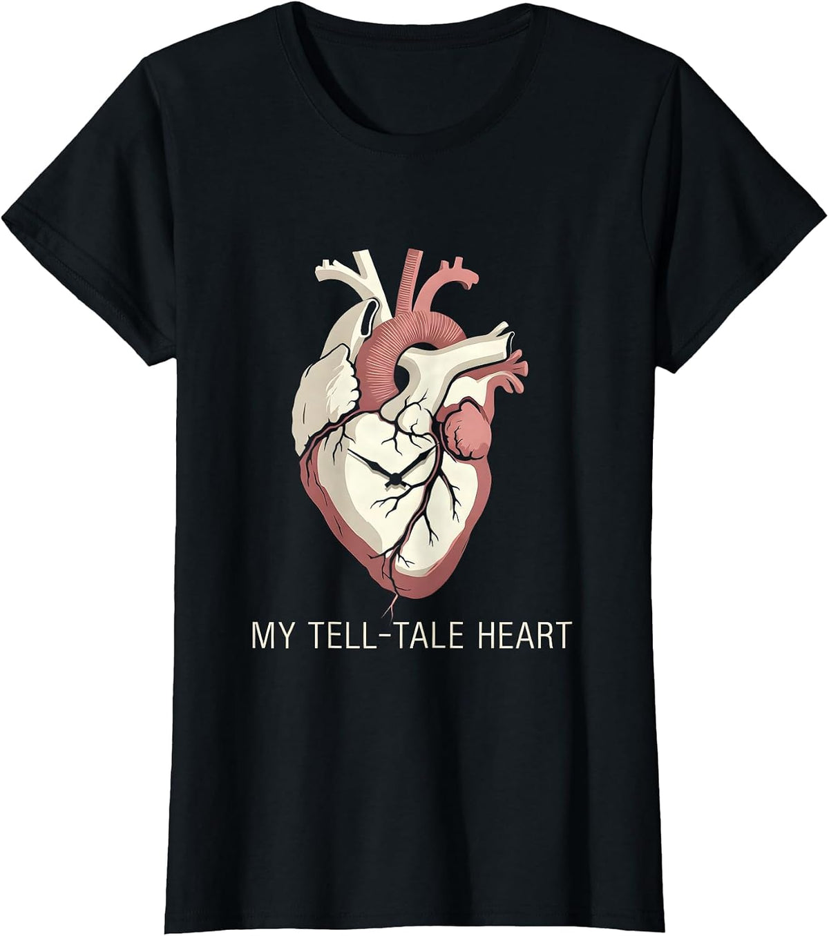 My Tell-Tale Heart Gothic Edgar Allan Poe Quote Literary T-Shirt - Black