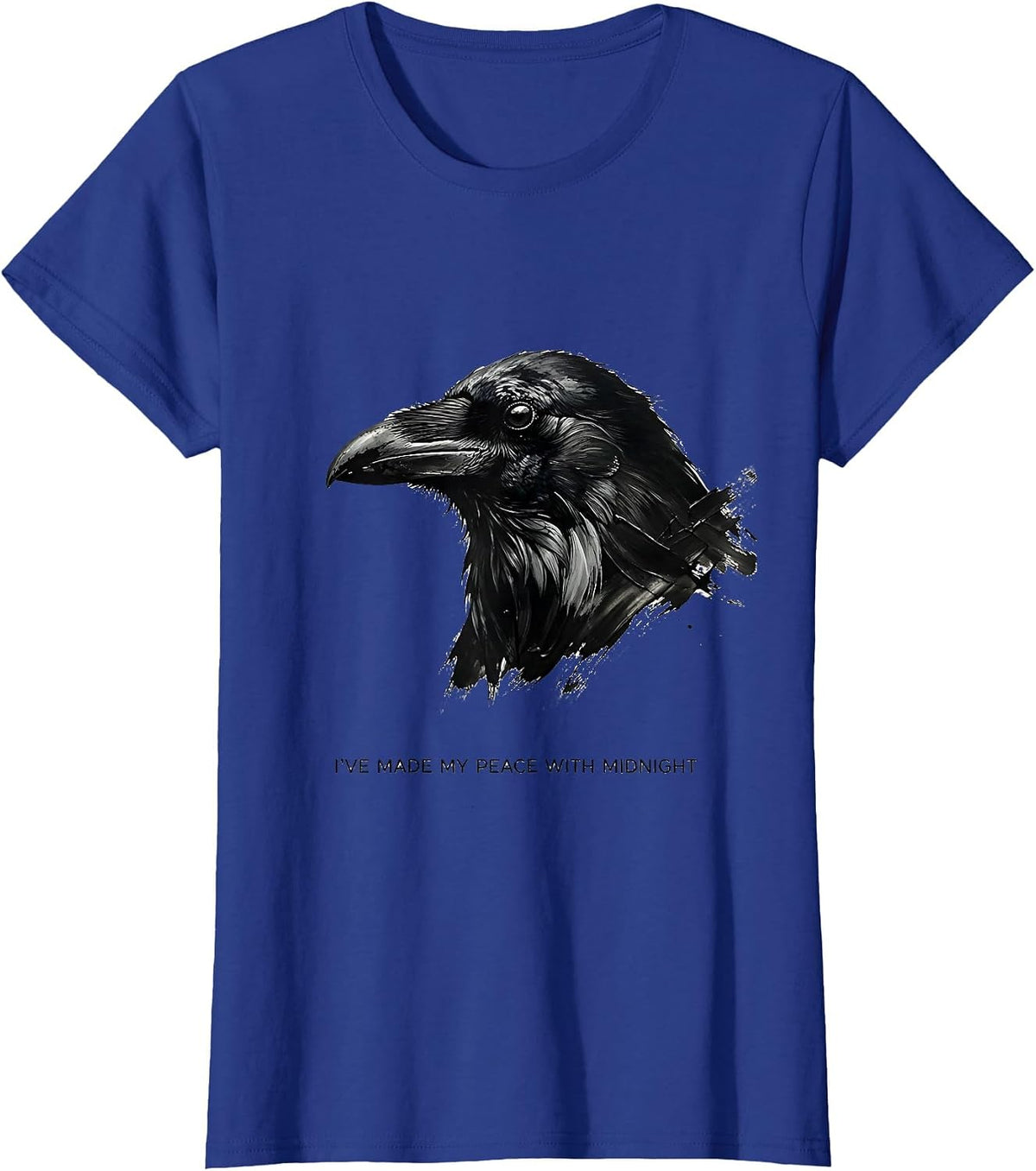 Women's I've Made My Peace With Midnight Gothic Edgar Allan Poe T-Shirt - Royal Blue
