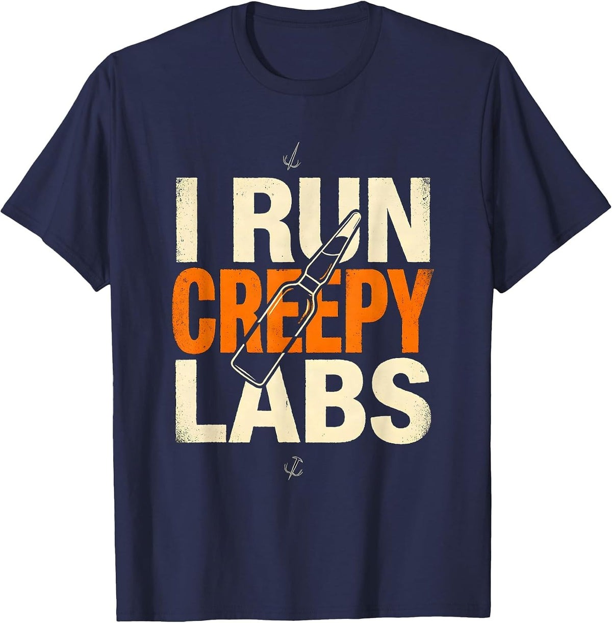 Men's I Run Creepy Labs Funny Vet Tech Halloween Veterinary T-Shirt - Navy Blue