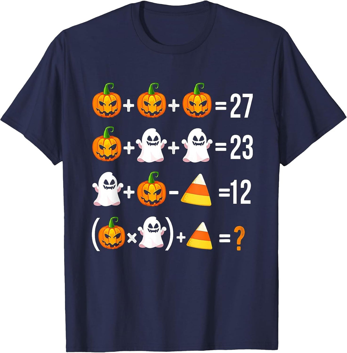 Funny 67 Meme Pumpkin Ghost Math Teacher Halloween Costume T-Shirt - Navy Blue