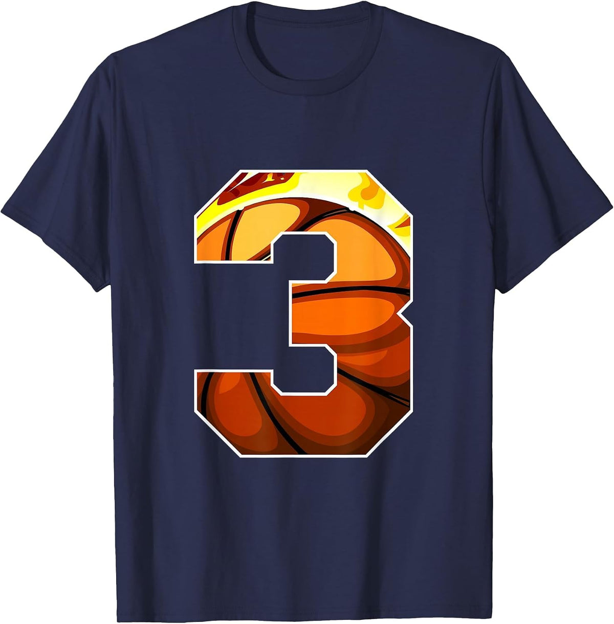Boys Personalized Custom Number 3 Basketball T-Shirt - Navy Blue