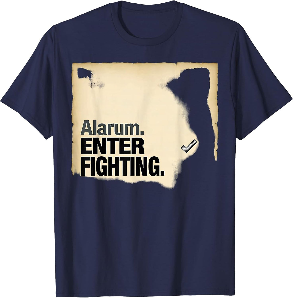 Men's Alarum Enter Fighting Funny Shakespeare Quote Literary Humor T-Shirt - Navy Blue