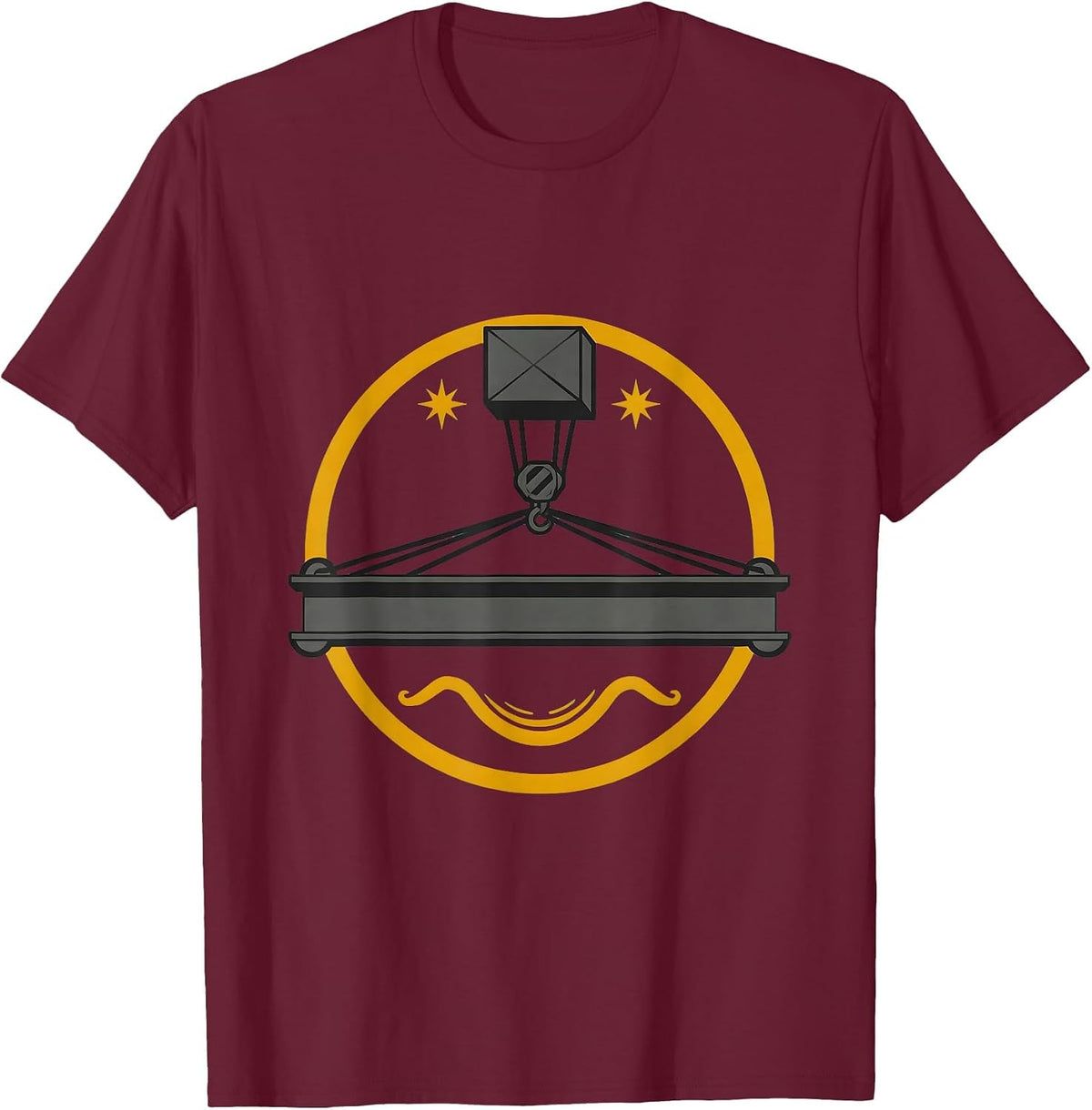 Labor Day Overhead Crane Steel Beam Graphic T-Shirt - Burgundy