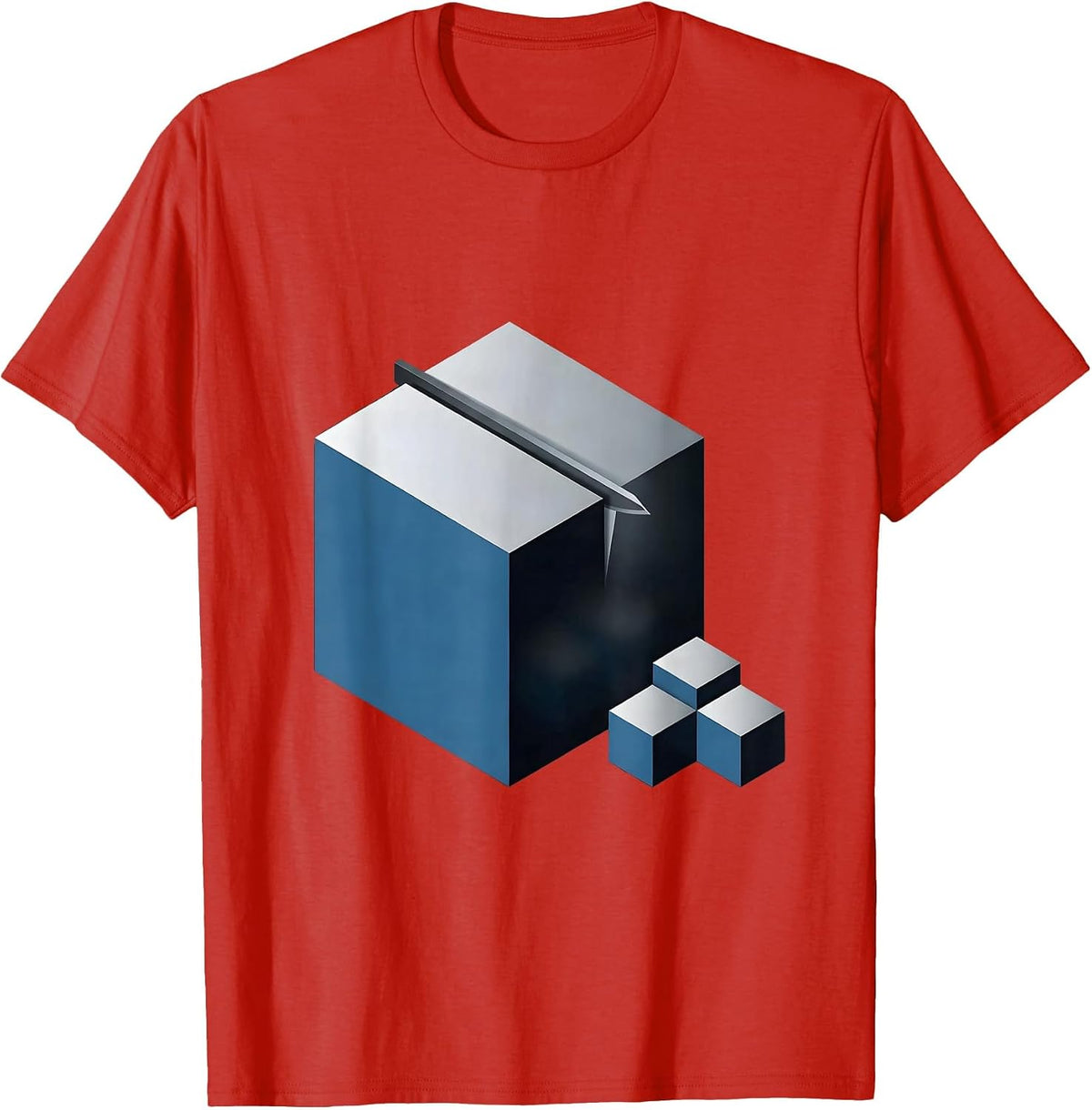 Men's Isometric Cube Element Symbol Nerdy Chemistry Humor T-Shirt - Red