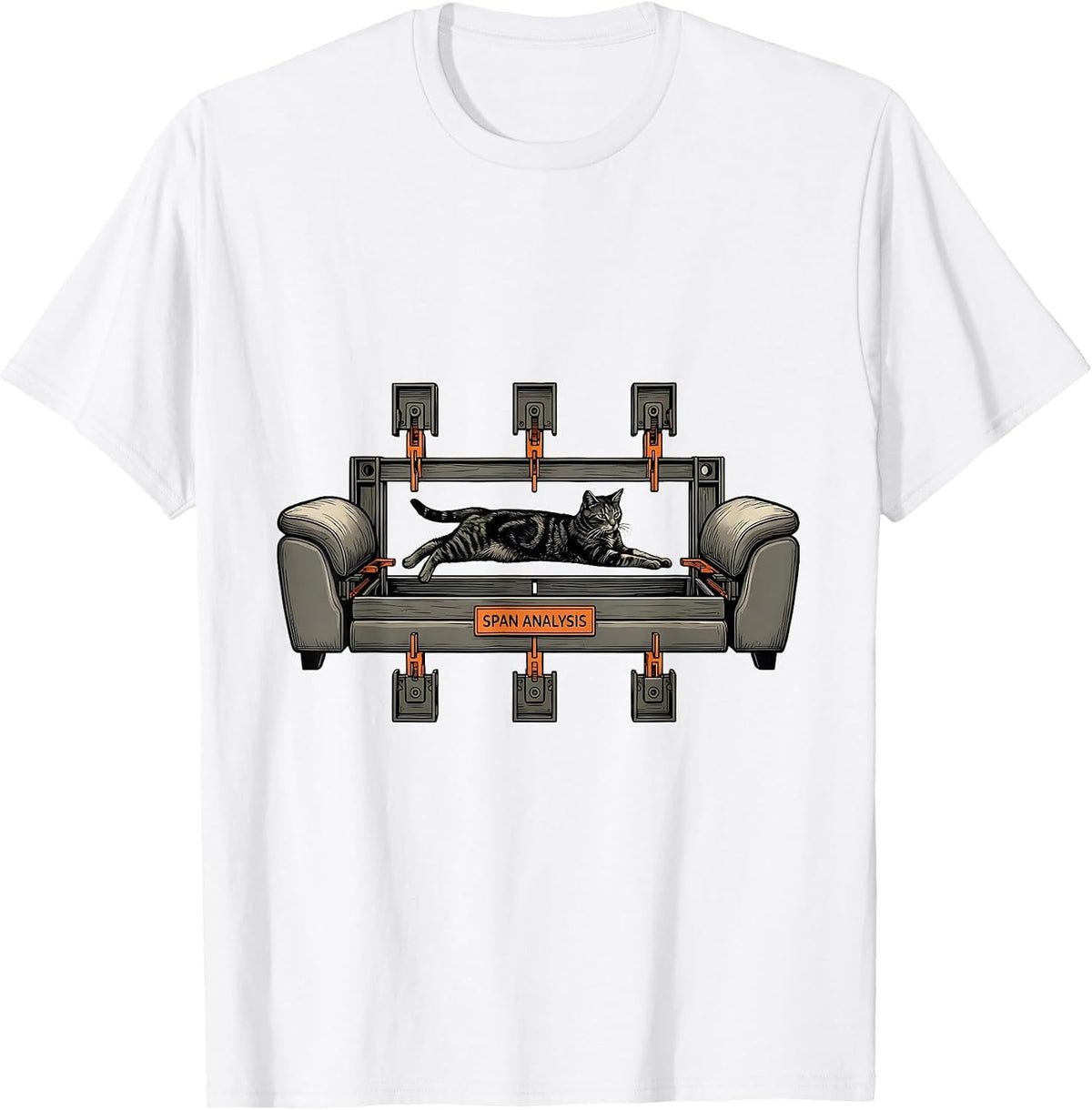 Men's Span Analysis Funny Cat Physics Humor Design Cat Science T-Shirt - White