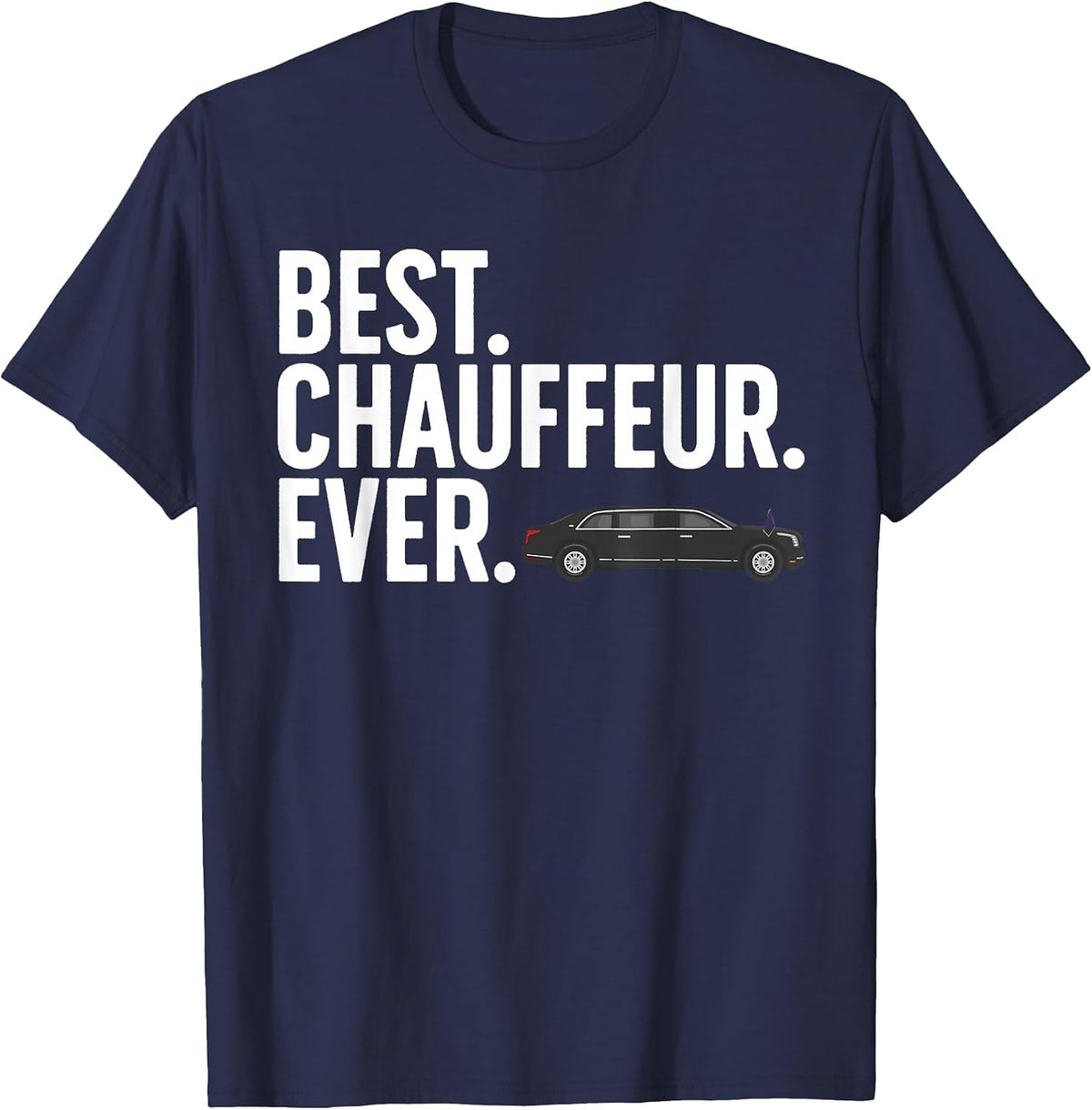 Best Chauffeur Art for Men Women Dad Job Taxi Limo Driver T-Shirt - Navy Blue