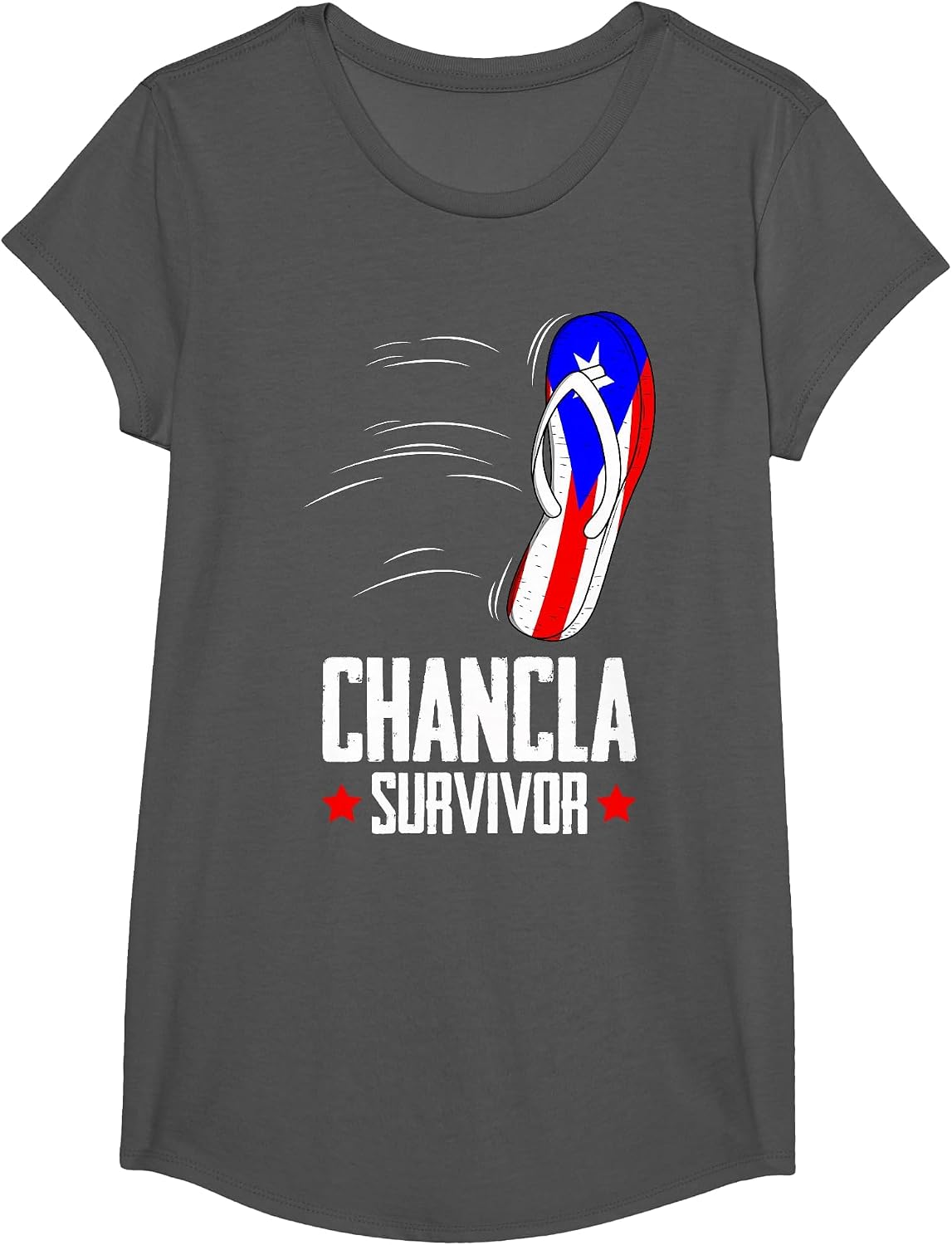 Chancla Survivor Puerto Rico T-Shirt - Girls Asphalt Grey