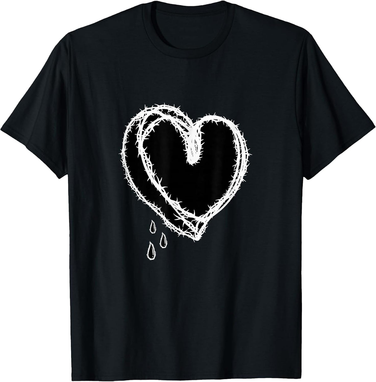 Aesthetic Heart Black Goth Grunge Alternative Fashion T-Shirt - Black