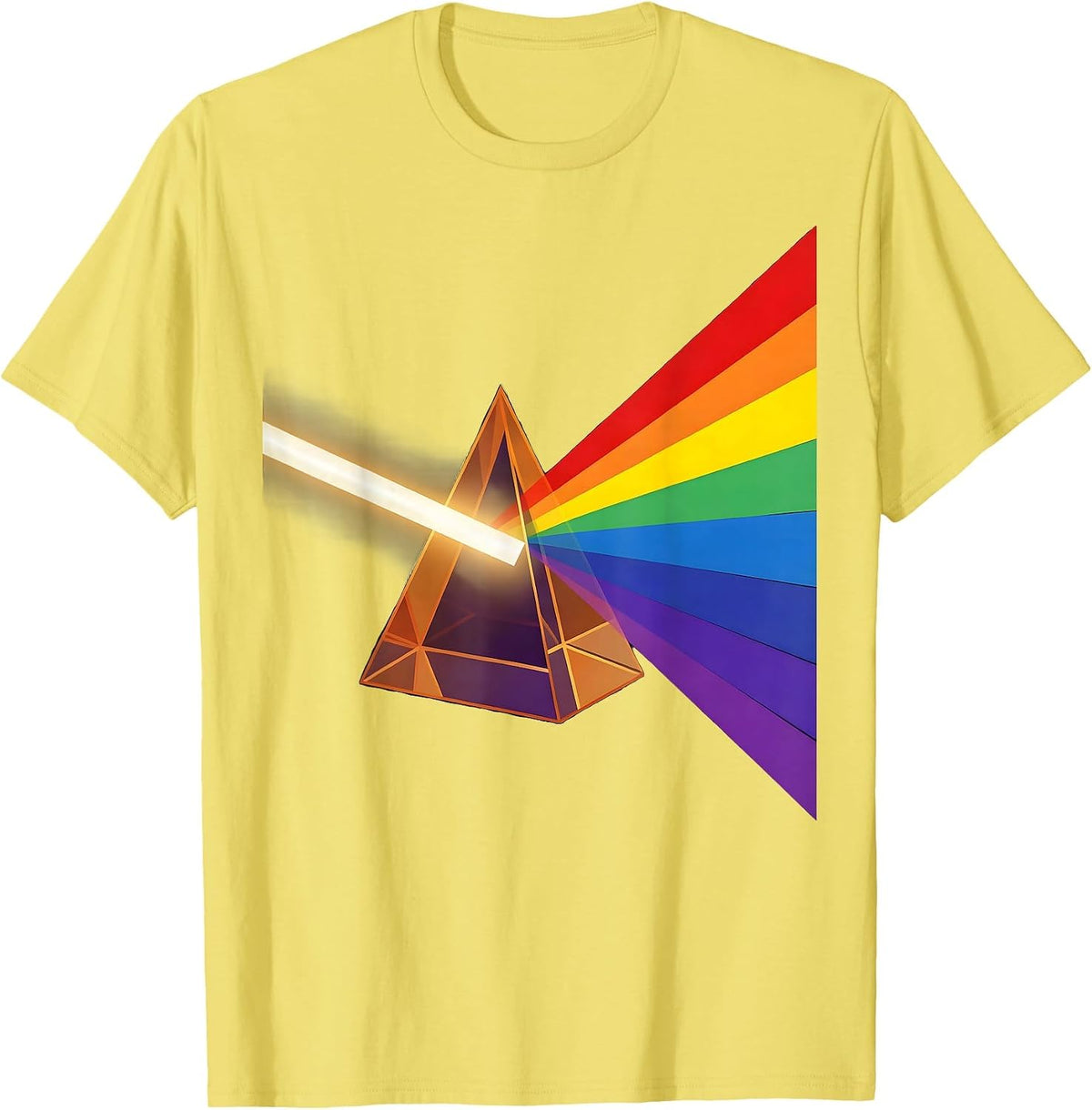 Men's Science Teacher Prism Rainbow Light Illustration T-Shirt - Lemon Yellow