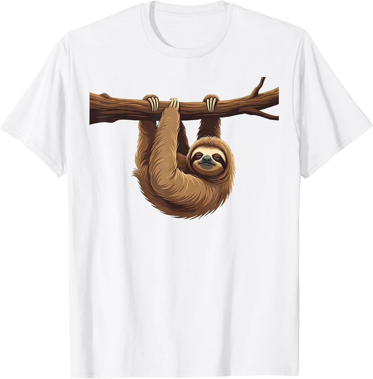 Unimpressed Sloth Hanging From a Branch T-Shirt - White