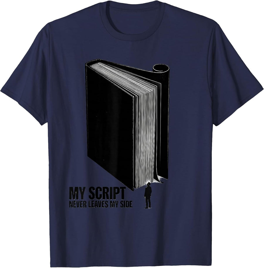 My Script Never Leaves My Side Funny Theatre Kid Musical T-Shirt - Navy Blue