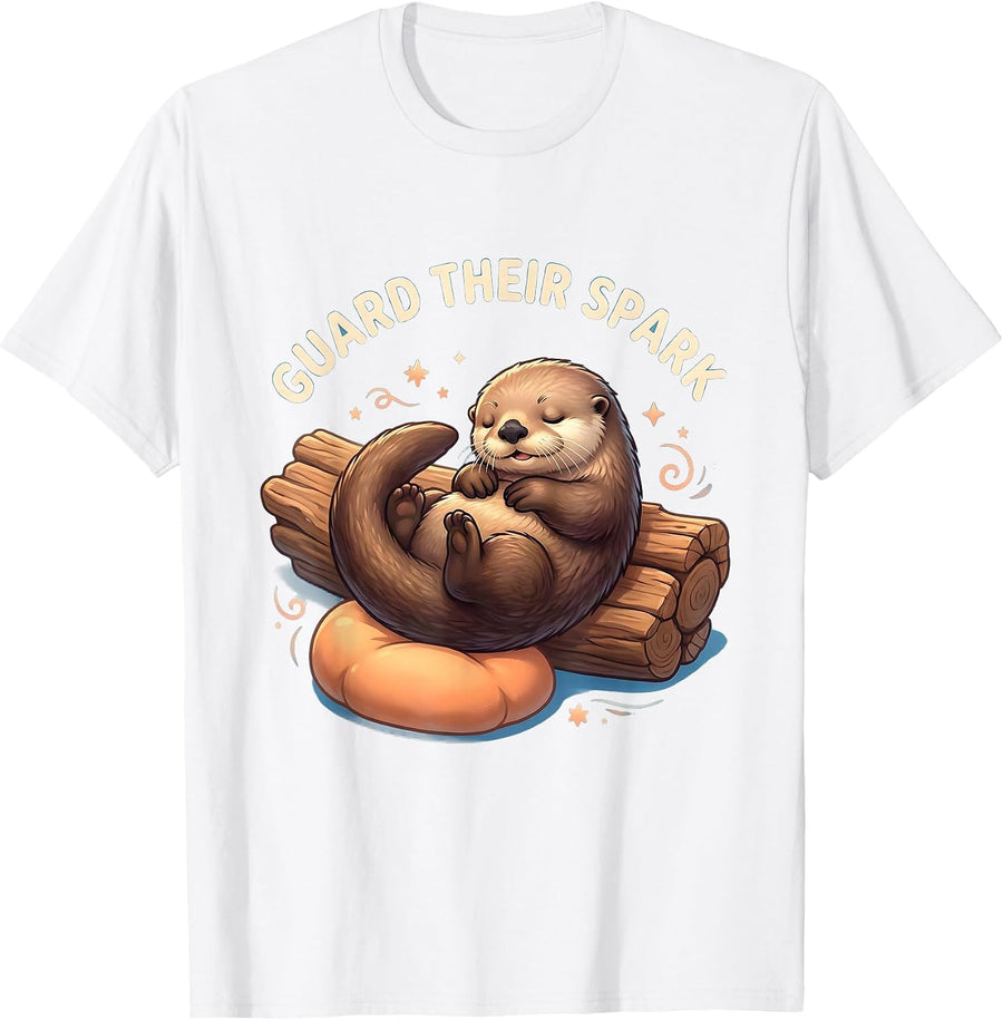 Guard Their Spark Cute Kawaii Sea Otter Awareness Week T-Shirt - White
