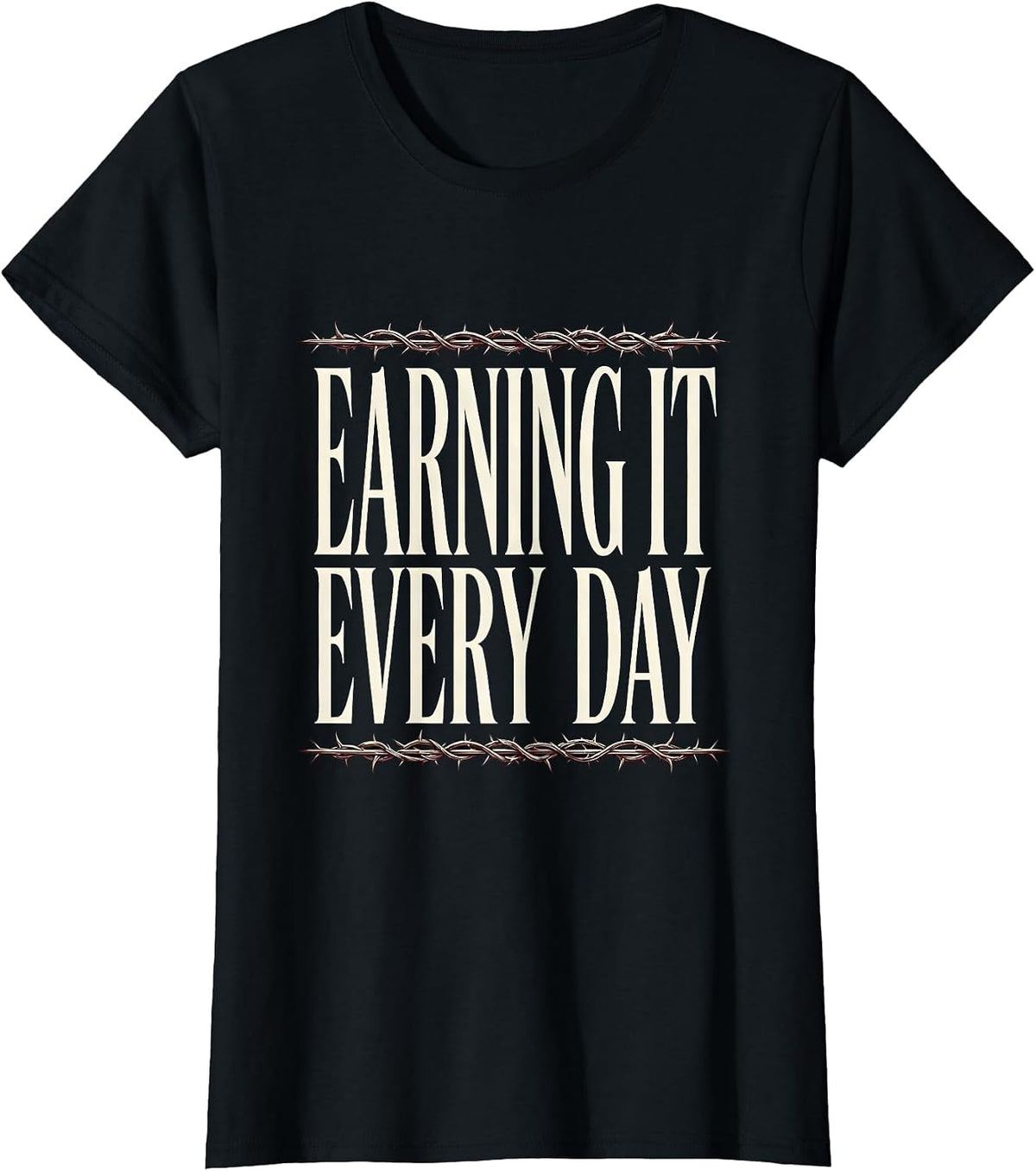 Earning It Every Day Blue Collar Worker Design T-Shirt - Black