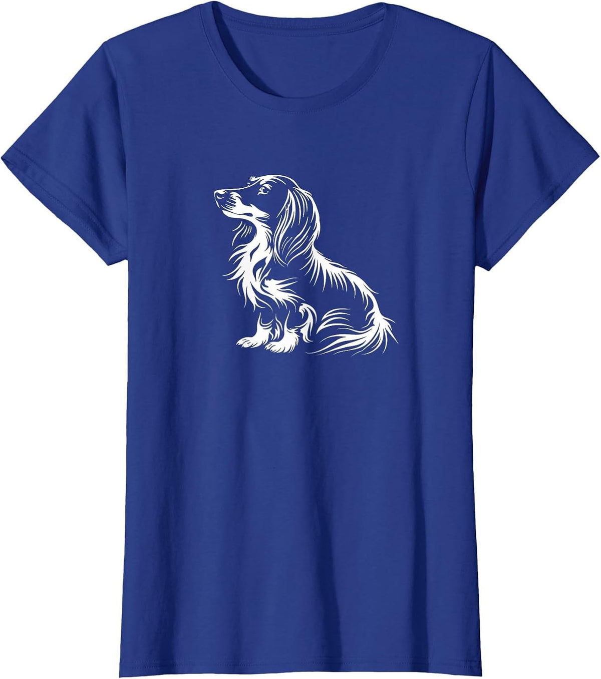 Mens Womens Moms Retro Vintage Logo Long Haired Dachshund T-Shirt - Royal Blue
