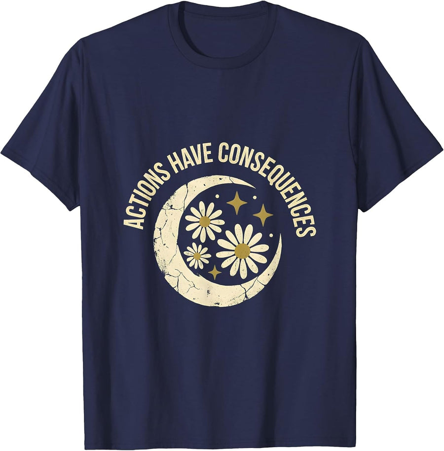 Actions Have Consequences FAFO Graphic Design T-Shirt - Navy Blue