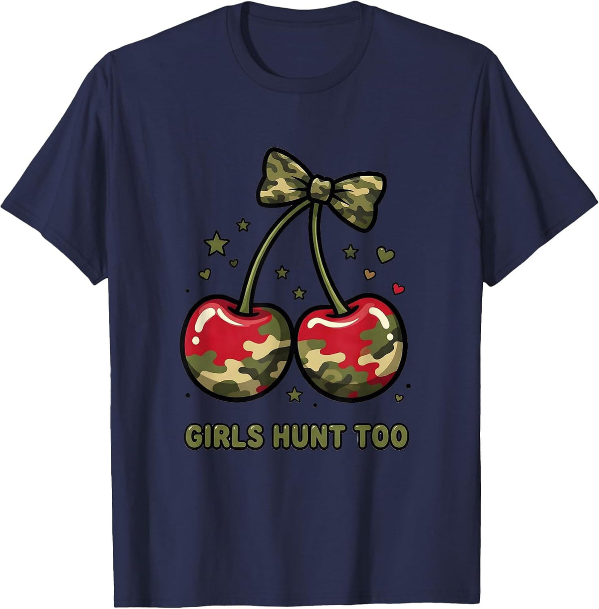 Men's Girls Hunt Too Bold Camo Hunting Design T-Shirt - Navy Blue