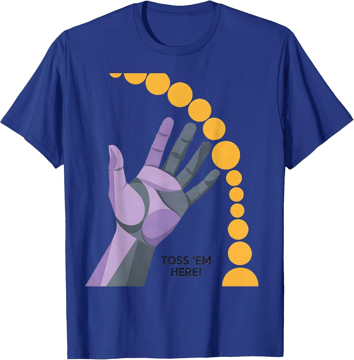 Toss Em Here! Flat Vector Mardi Gras Carnival Party Costume T-Shirt - Royal Blue