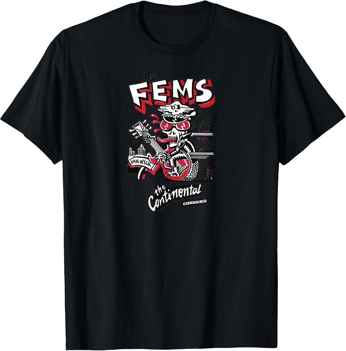 The Fems Continental Retro 80s Concert Poster T-Shirt - Black