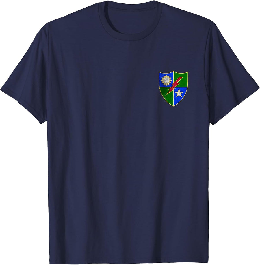 75th Ranger Regiment DUI Distressed Logo Airborne Rangers T-Shirt - Navy Blue