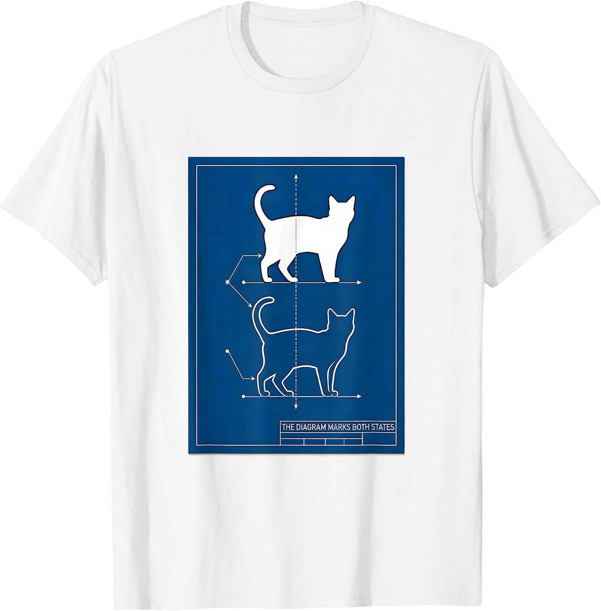 Men's The Diagram Marks Both States Technical Blueprint Physics T-Shirt - White