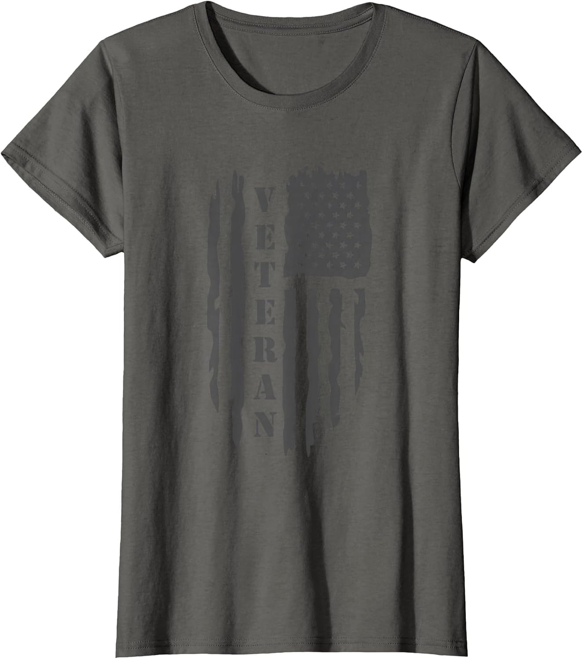 Veteran American Flag Memorial Day Patriotic Soldiers Army T-Shirt - Asphalt Grey