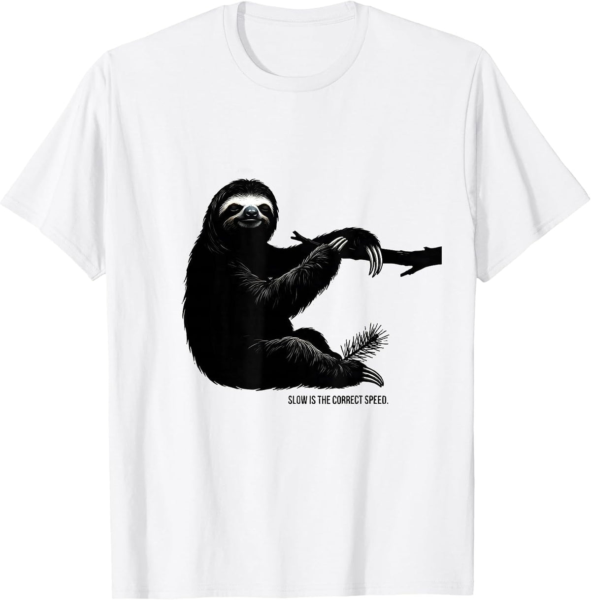 Men's Slow Is The Correct Speed Funny Sloth Lover Ugly Christmas T-Shirt - White